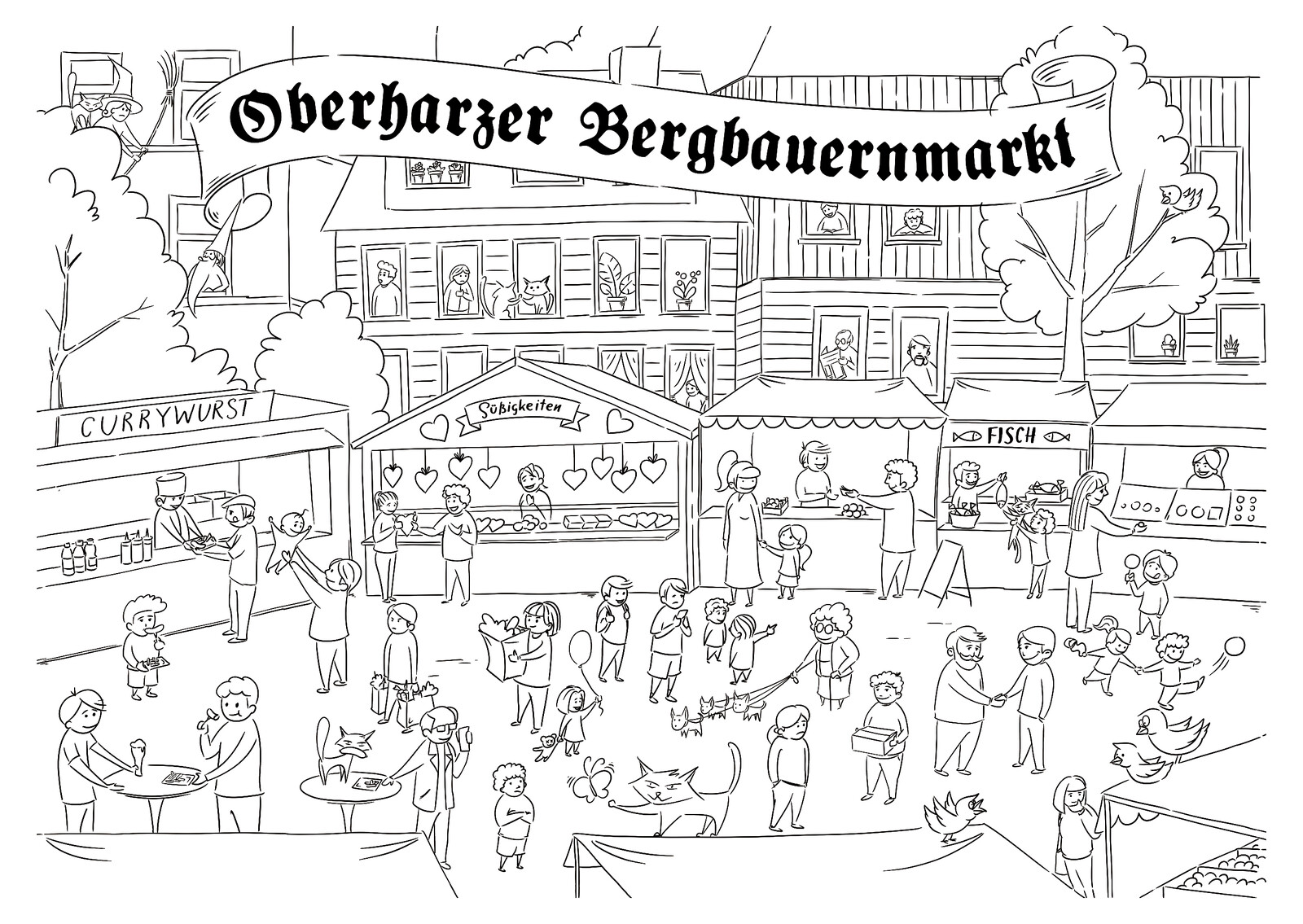 Bergbauernmarkt Ausmalmotiv
